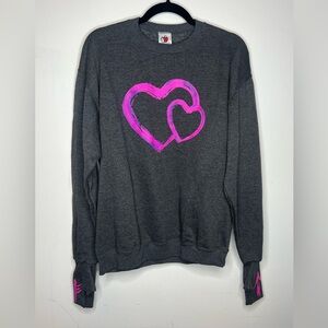 Vintage 90s Handcuffs Sweatshirt Gray Pullover Glove Hands USA XL Pink Hearts